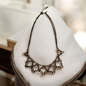 Lani Signed Gun Metal Chain & Silver Tone Lug Nut Designer Statement Necklace